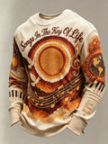 Men's Vintage Musical Art Printed Casual Top