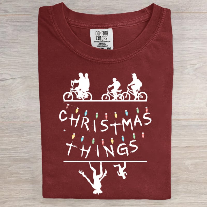 Christmas Things Welcome to the Upside Down 80s Horror Art Print Casual T-Shirt