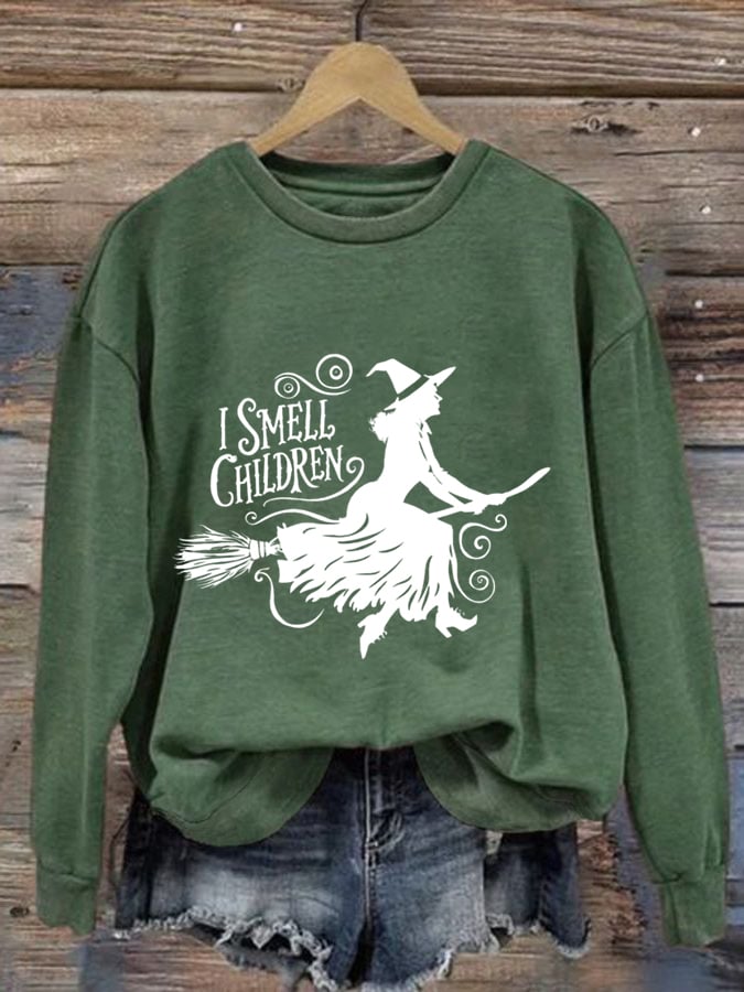 Women's I Smell Children Salem Witch Trials Print Sweatshirt
