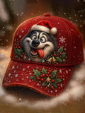 Christmas Cute Dog Print Hat