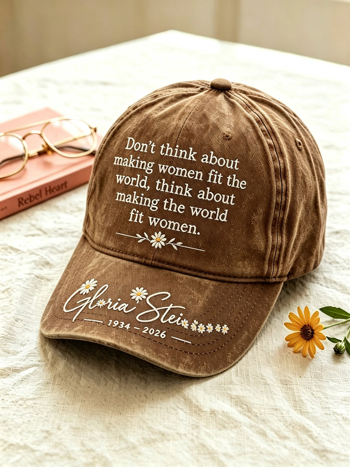 Letter-Print Faux-Denim Hat (Unisex)