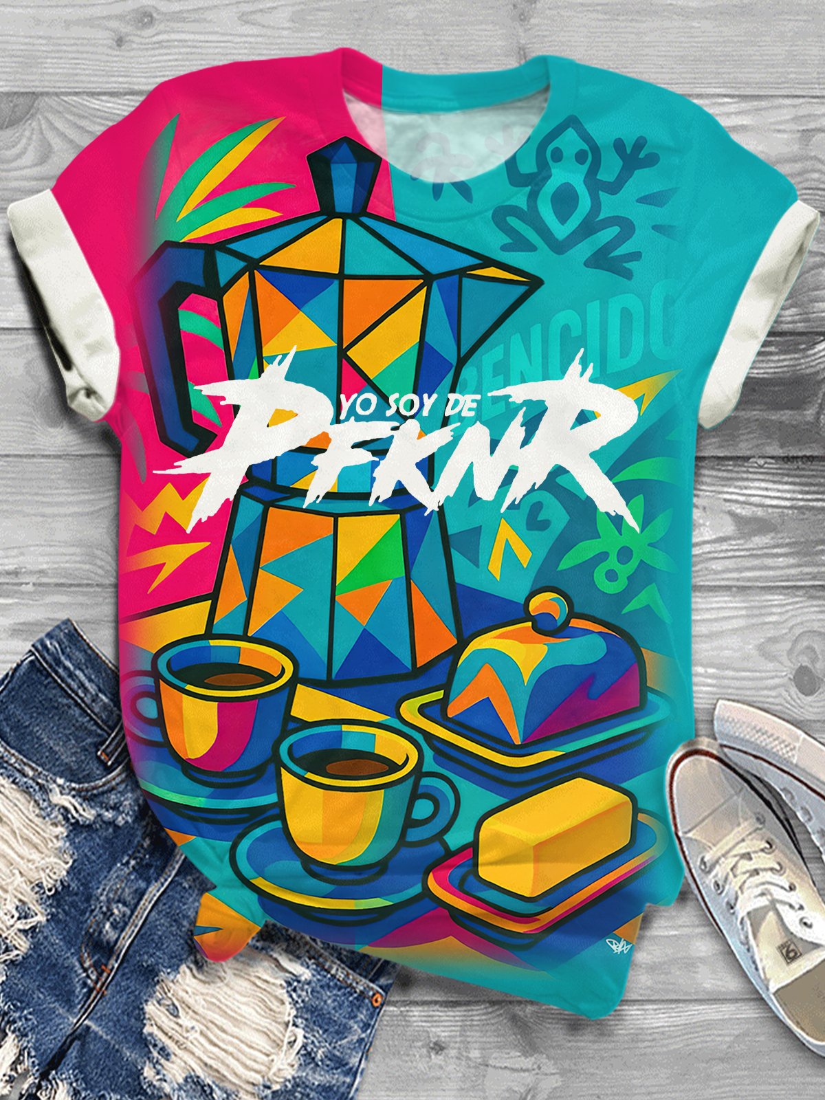 Puerto Rico Singer Pfknr Printed Crew Neck T-shirt