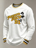 Men's Puerto Rico Baseball Print Long-Sleeve Top