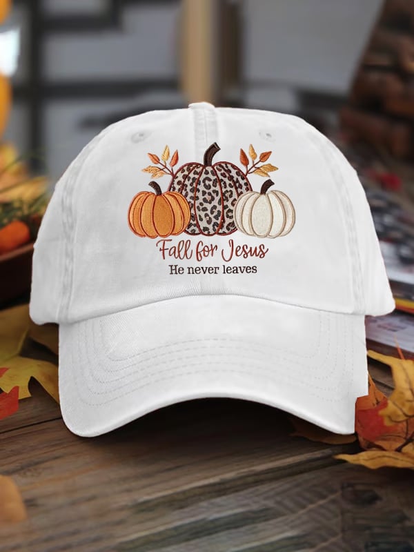 Unisex Vintage Fall For Jesus He Never Leaves Print Hat