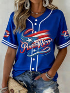 Women's  Baseball  Print Shirt