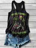 Women's Summerween Vibes Printed Casual Tank Top