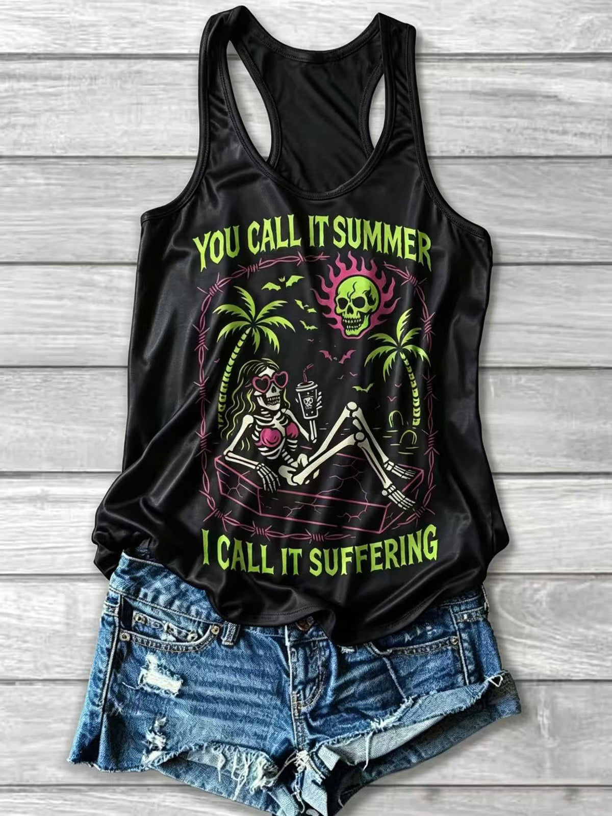 Women's Summerween Vibes Printed Casual Tank Top