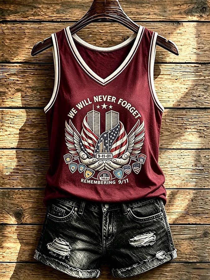 Women's Never Forget September 11 Print Vest