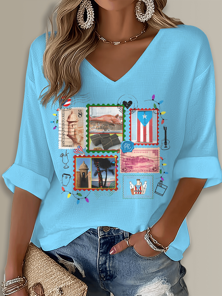 Puerto Rico Singer Boricua Printed Long Sleeve Top