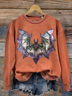 Women'S Halloween Bat Print Casual Sweatshirt