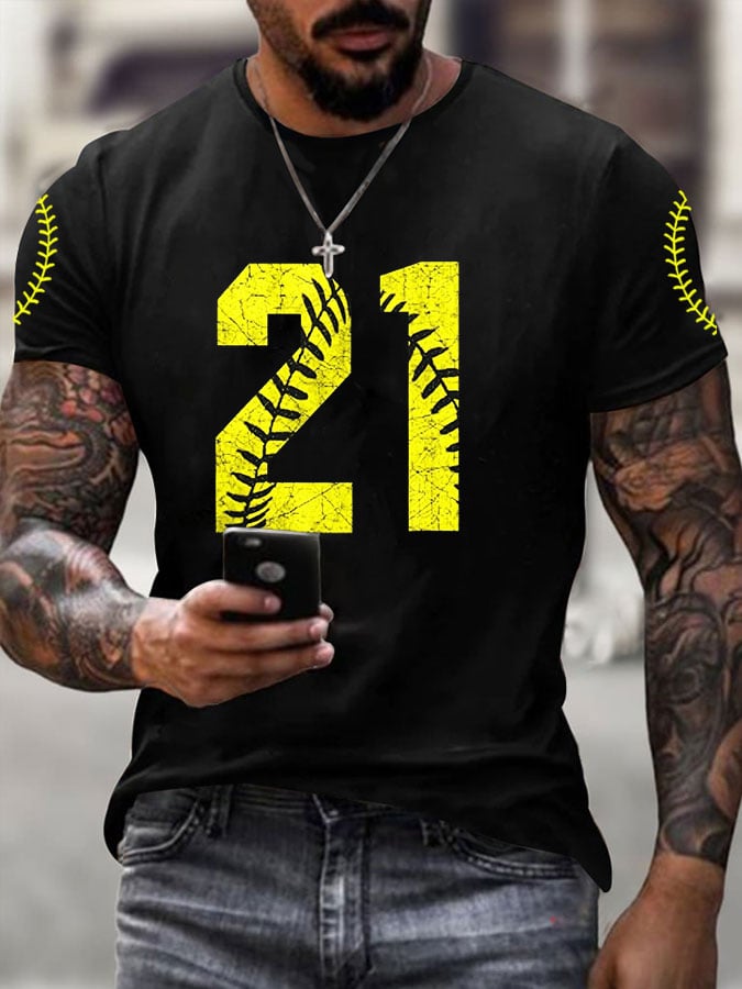 Men's Puerto Rico Baseball Print Short-Sleeve T-Shirt