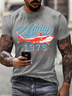 Men's Amity Island 1975 Printed Round Neck T-Shirt