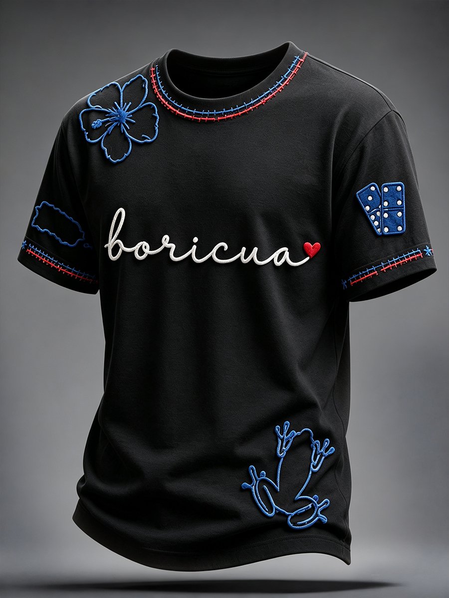 Men's Puerto Rico Art Printed Short-sleeved T-shirt
