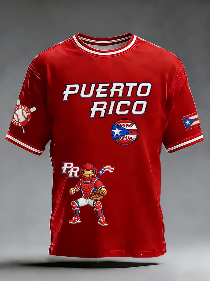 Men's Puerto Rico Baseball Fan Casual T-Shirt