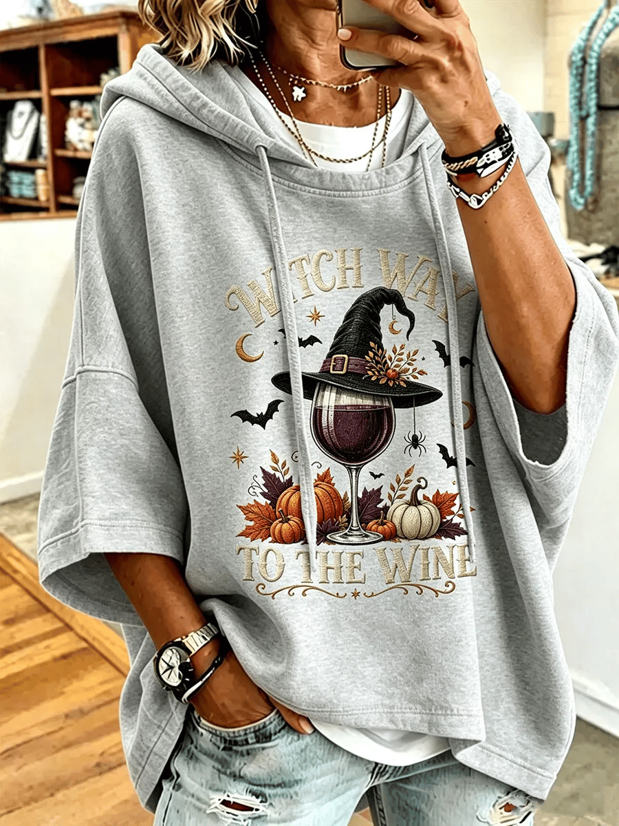 Women's Halloween Witch Print Hooded Sweatshirt