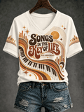Women's Songs In Key Of Life Print Casual T-shirt