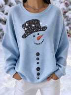 Women's Snowman Art Print Casual Sweatshirt