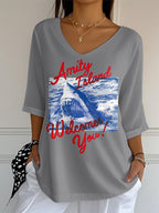 Women's Great White Shark 1975 Graphic Print Mid Sleeve Casual T-Shirt