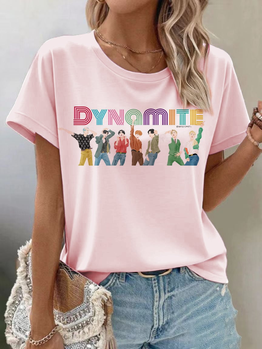 Women's K-pop Print Short-sleeved T-shirt