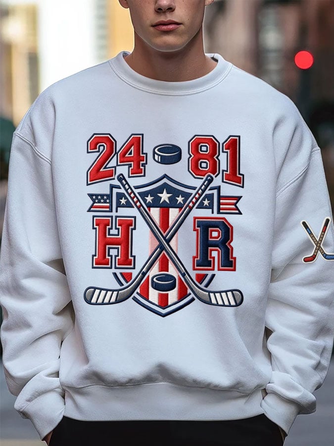 Men's Hockey Romance Print Casual Sweatshirt