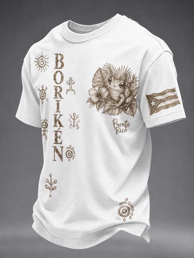 Men's Puerto Rico Art Printed Short-sleeved T-shirt