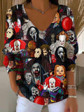 Horror Movies Halloween Art Printed Long Sleeve Top