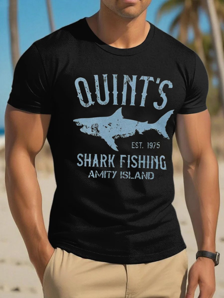 Men's Shark 1975 Printing T Shirt