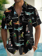 Men's Shark Art Print Casual Shirt