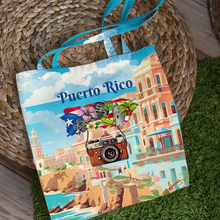 Puerto RicoShoulder Zipper Canvas Bag