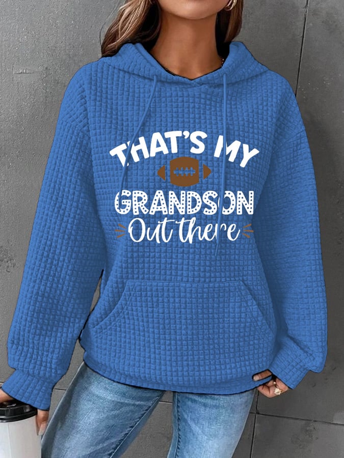 Women's That's My Grandson Out There Football Print Casual Hoodie