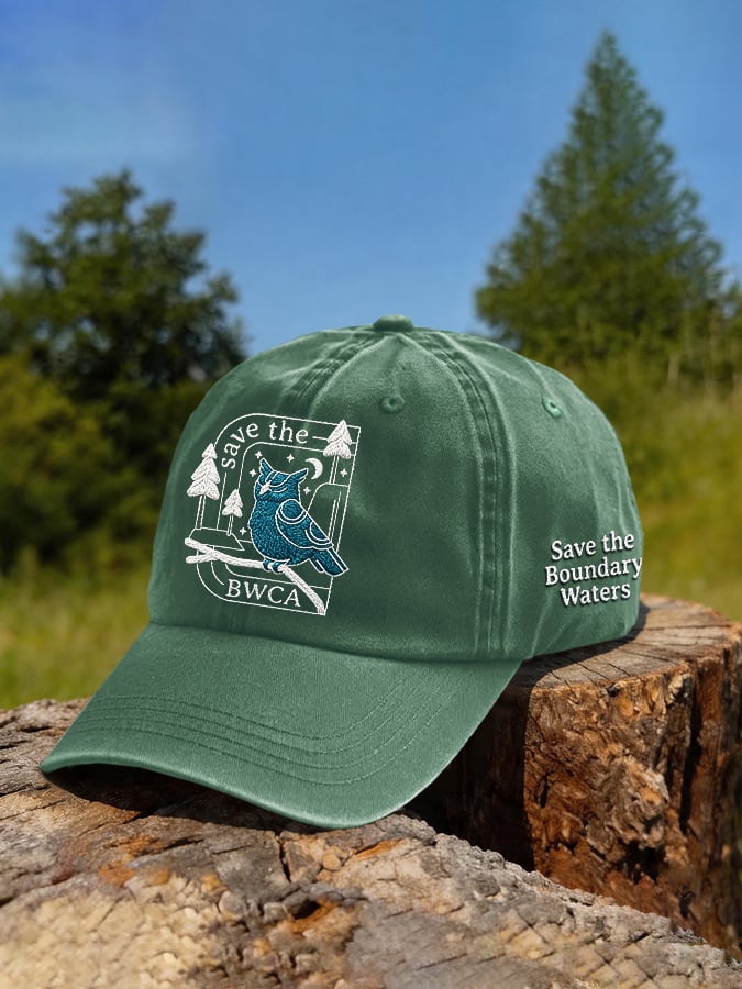 Retro Owls And The Wilderness Save The BWCA Save The Boundary Waters Print Baseball Cap