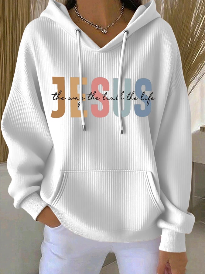 Women's Casual Faith Ribbed Hoodie