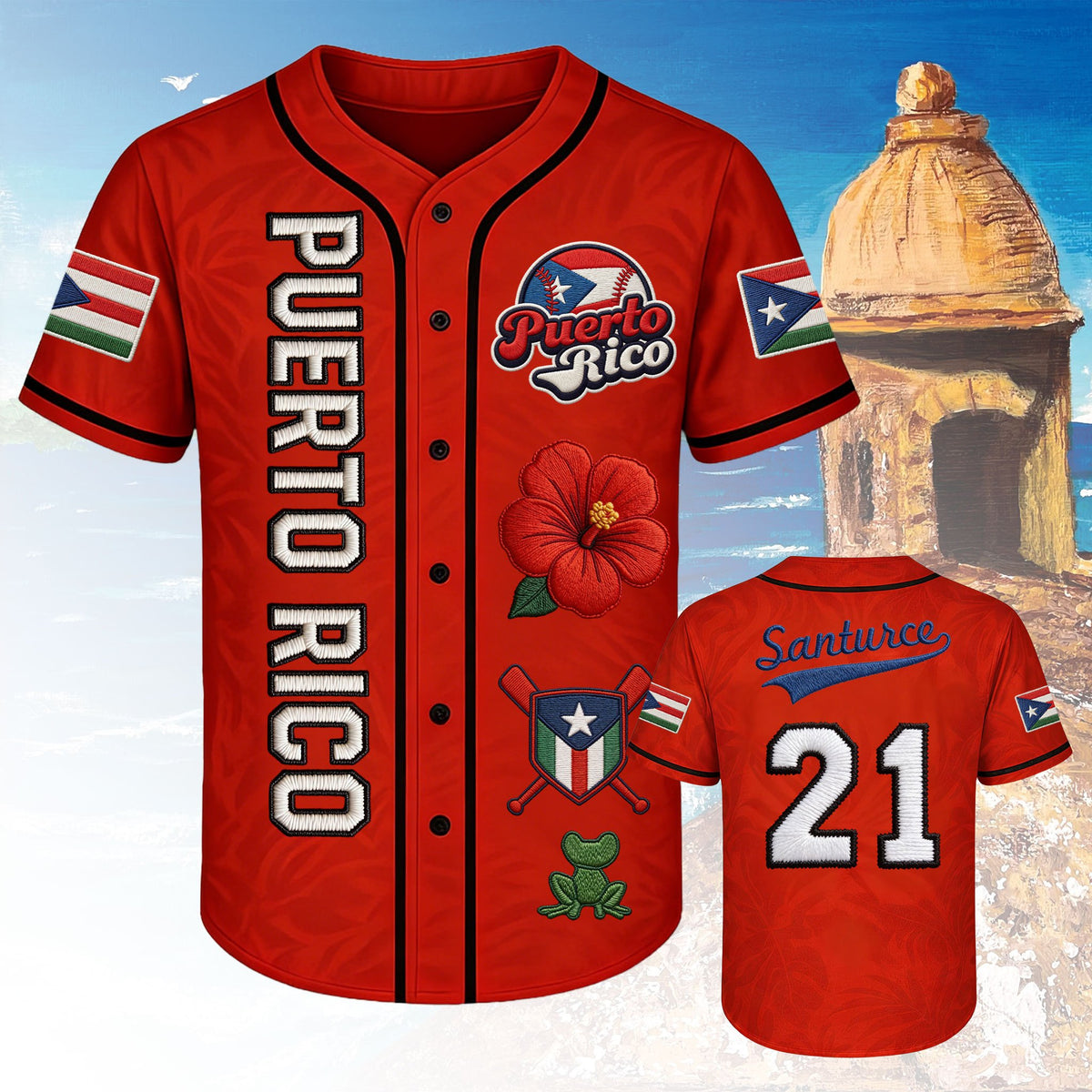 Women's Puerto Rico Baseball Printed Baseball Jersey