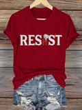 Retro Resist Feminist Female Empowerment Women's Rights Pro Choice Print T-Shirt