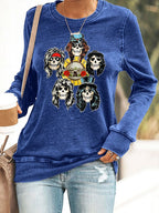 Retro Rock Skull And Rose Print Sweatshirt