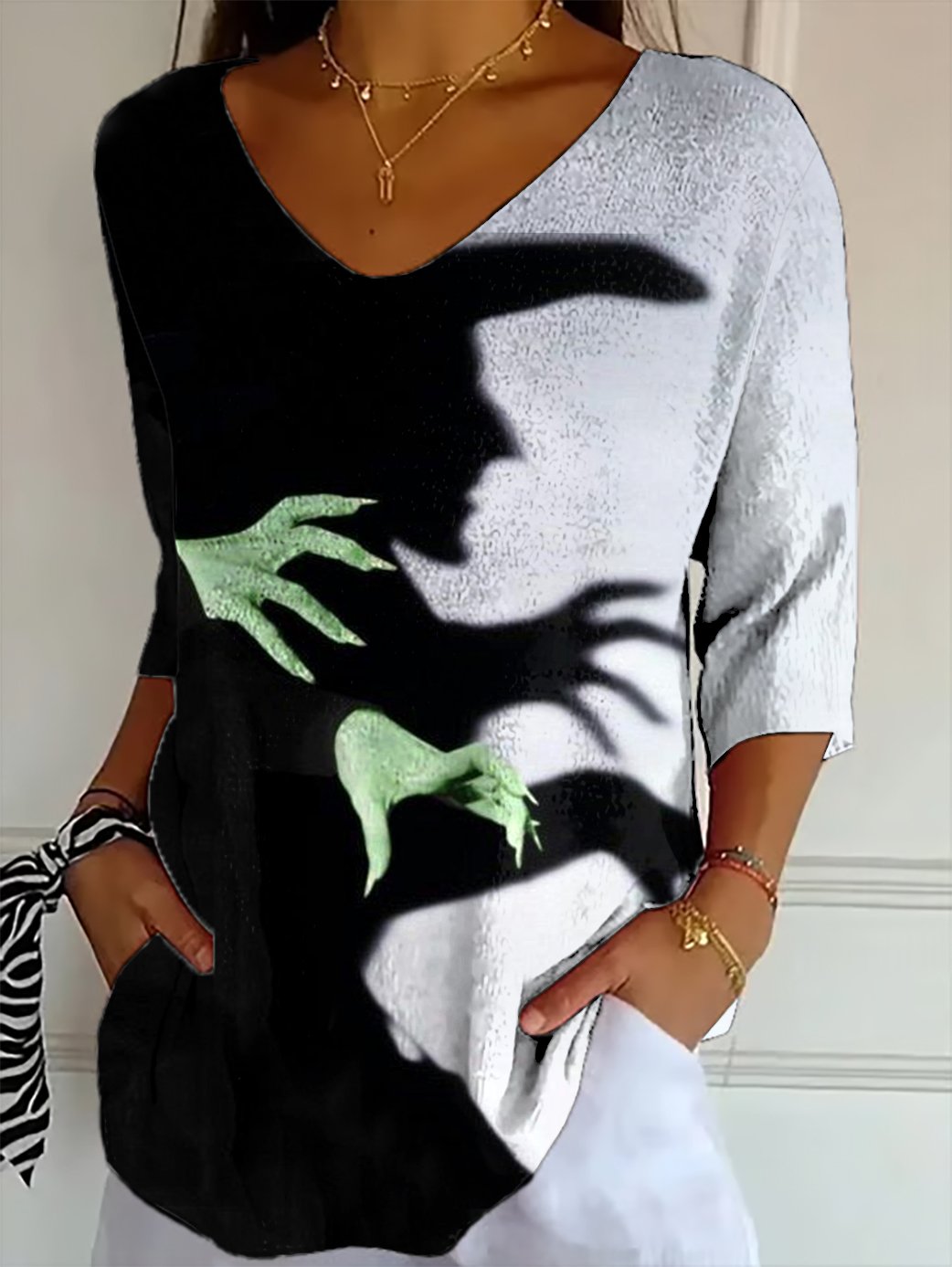 Women's Halloween Witch Printed T-Shirt