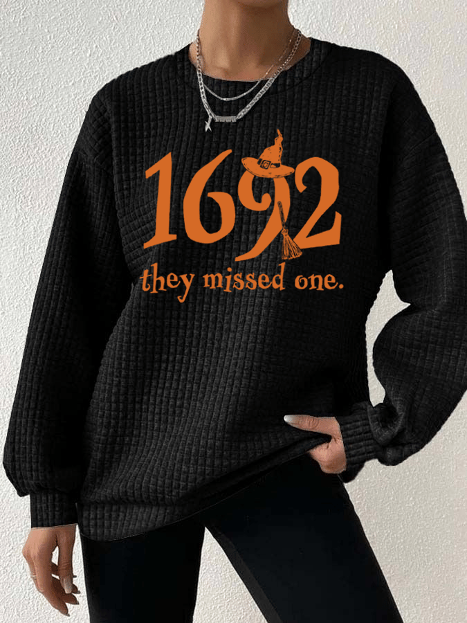 Women's 1692 They Missed One Round Neck Waffle Sweatshirt
