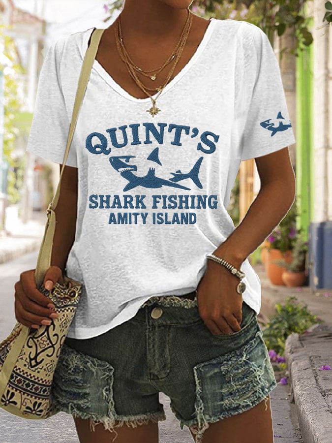Women's Great White Shark Print Comfort Short Sleeve T-Shirt