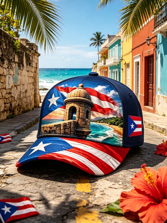 Unisex Puerto Rican Art Print Baseball Cap