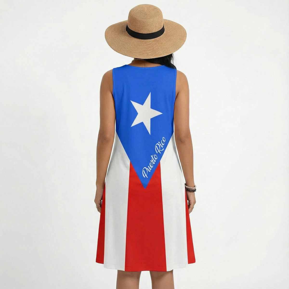Puerto Rican Women's Round-Shoulder Strap Fashion Summer Sleeveless Dress