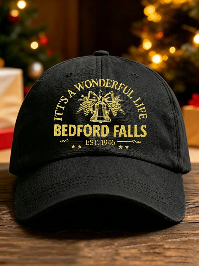 Unisex Vintage It's A Wonderful Life Christmas Print Casual Hat