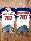 Women's Puerto Rico Baseball Print Shirt