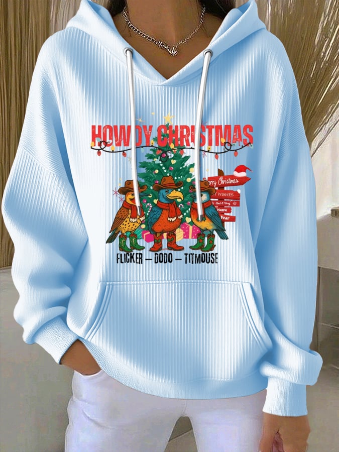 Women's Christmas FDT Animal Bird Print Sweatshirt