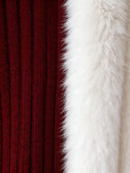 Women's Casual Solid Color Patchwork Fur Collar Cardigan