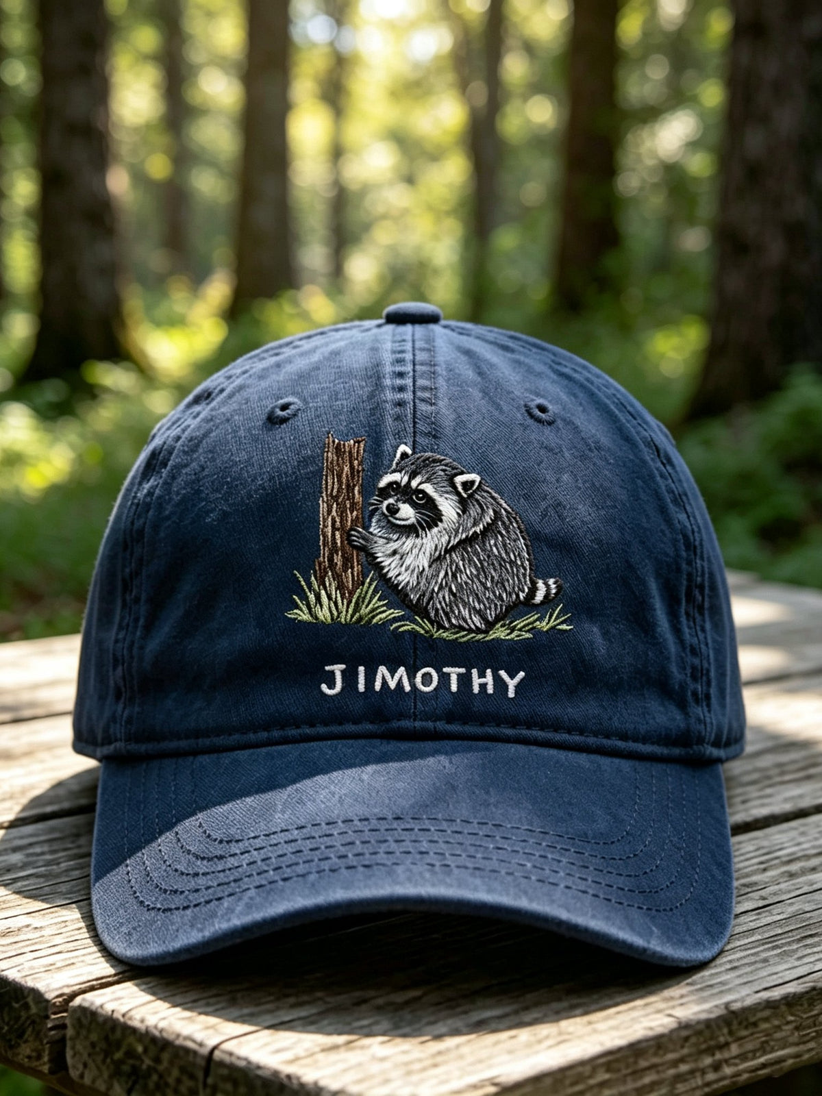 Retro Jimothy Raccoon Print Baseball Cap