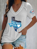 V-Neck Retro Texas Strong The Stars At Night Are Big And Bright Deep In The Heart Of Texas Print T-Shirt