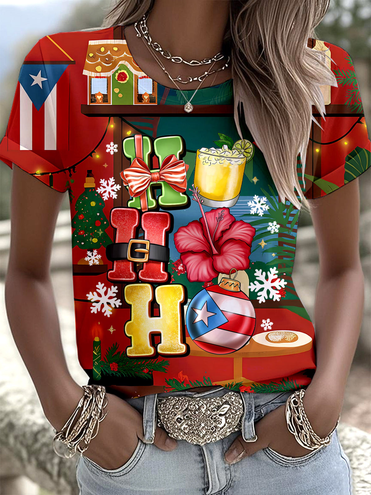 Puerto Rico Coquito Christmas Printed T-shirts