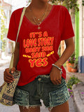 V-Neck Retro It’s A Love Story, She Said Yes Print T-Shirt