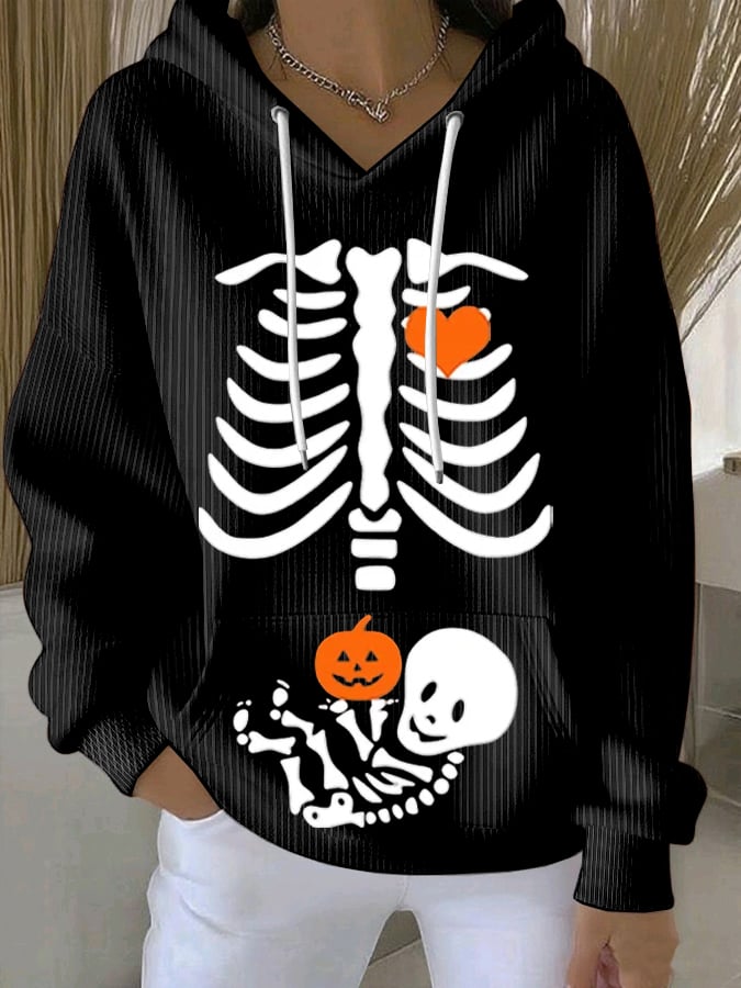 Women's Skeleton Halloween Maternity  Print Sweatshirt