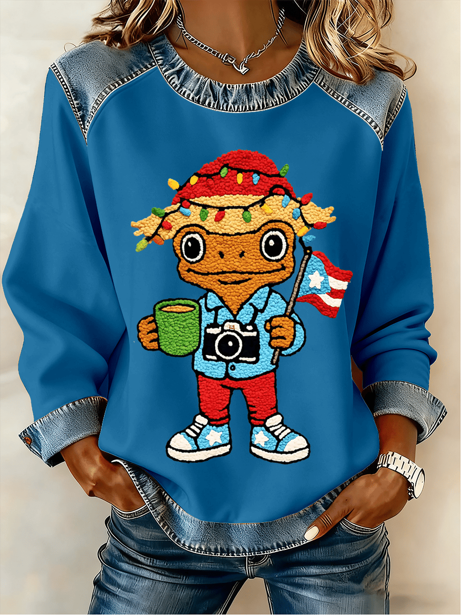 Women's Puerto Rican Christmas Print Sweatshirt